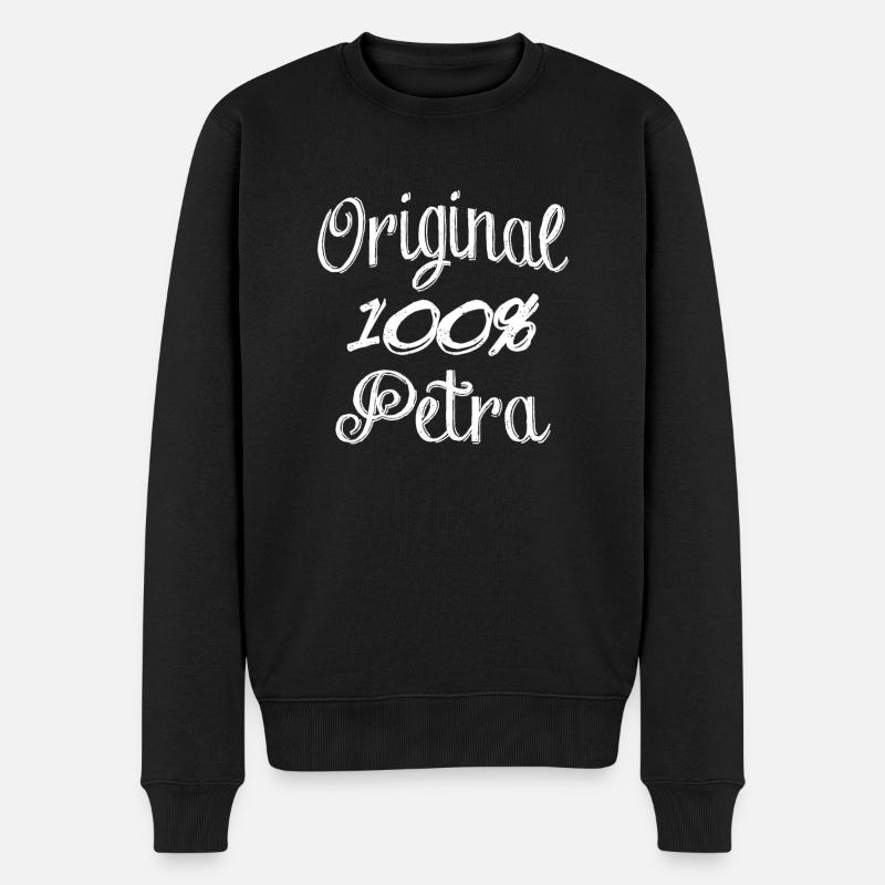 Original 100% Petra - Männer Premium Bio Pullover - Schwarz
