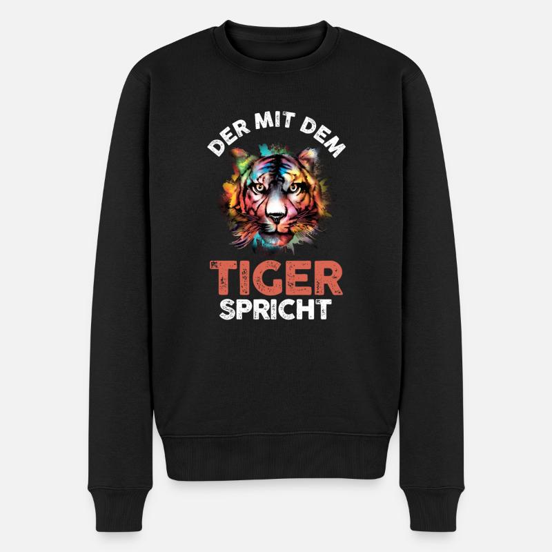 Tiger Motiv - Männer Premium Bio Pullover - Schwarz
