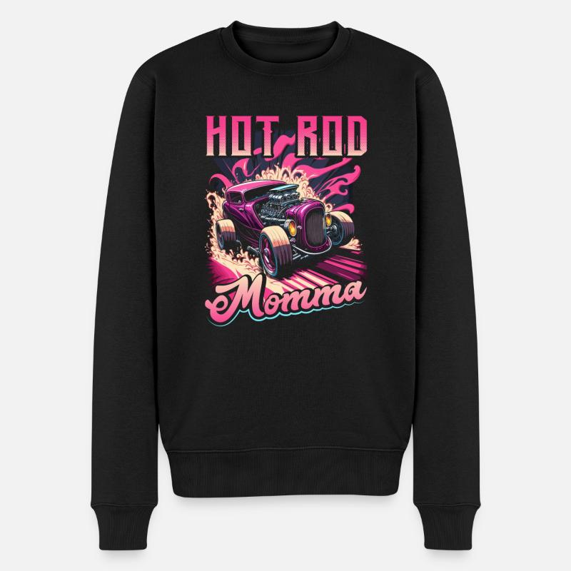Hot Rod Momma, Muscle Car Womens Hot Rod - Männer Premium Bio Pullover - Schwarz
