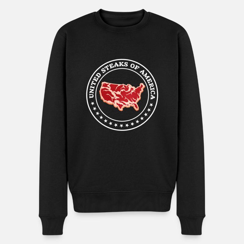 Steak - Männer Premium Bio Pullover - Schwarz