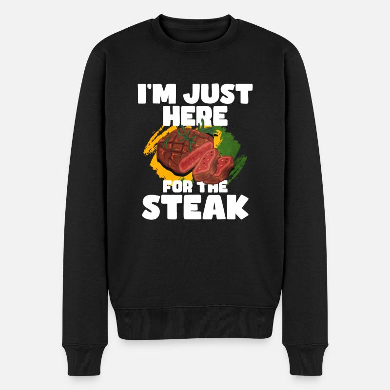 Steak - Männer Premium Bio Pullover - Schwarz