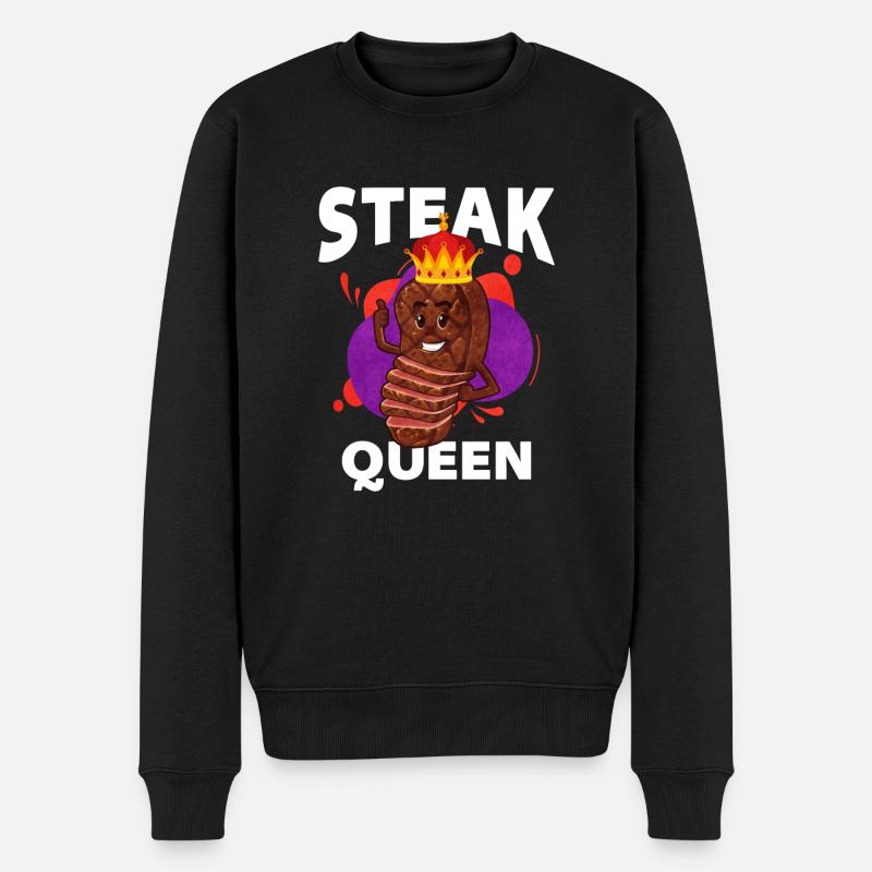 Steak - Männer Premium Bio Pullover - Schwarz