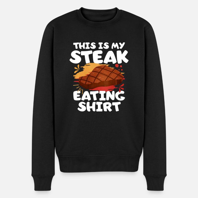 Steak - Männer Premium Bio Pullover - Schwarz