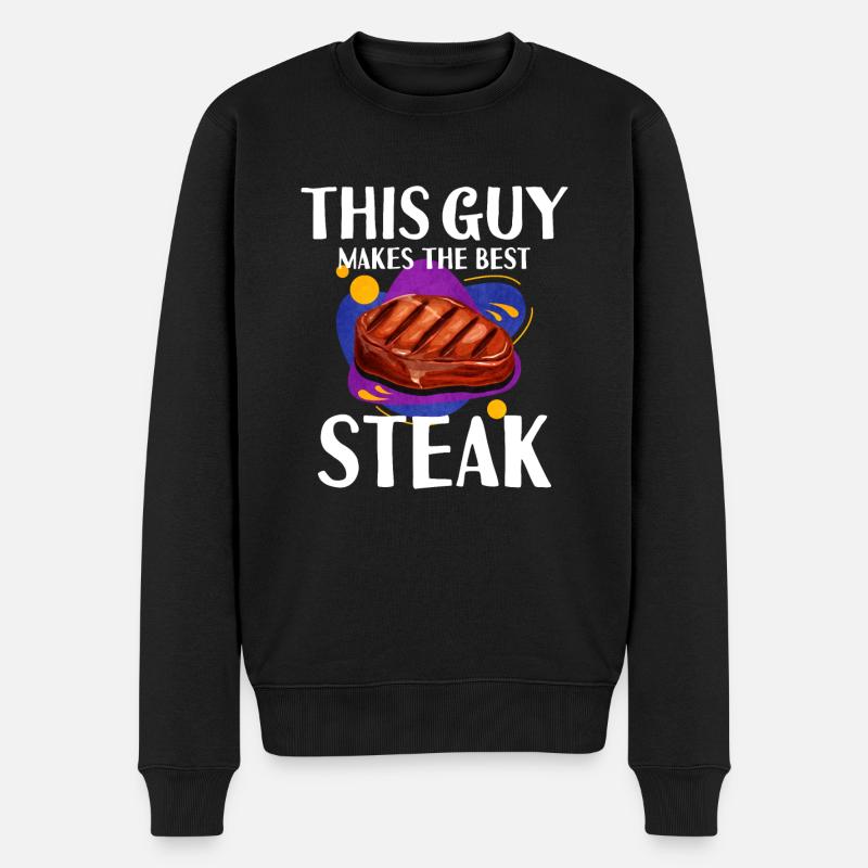 Steak - Männer Premium Bio Pullover - Schwarz