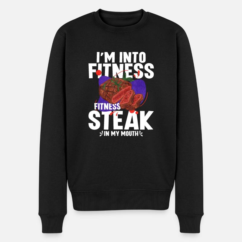 Steak - Männer Premium Bio Pullover - Schwarz