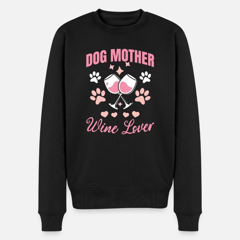Hundemutter und Weinliebhaberin - Männer Premium Bio Pullover - Schwarz