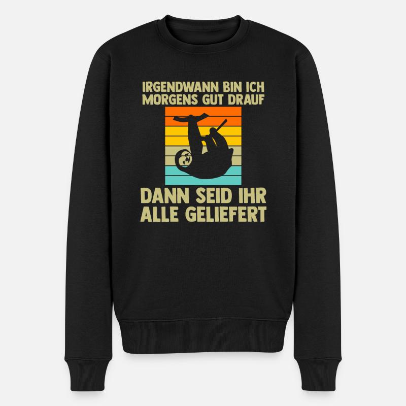 Faultier Sarkasmus Faultiere Geschenk - Männer Premium Bio Pullover - Schwarz