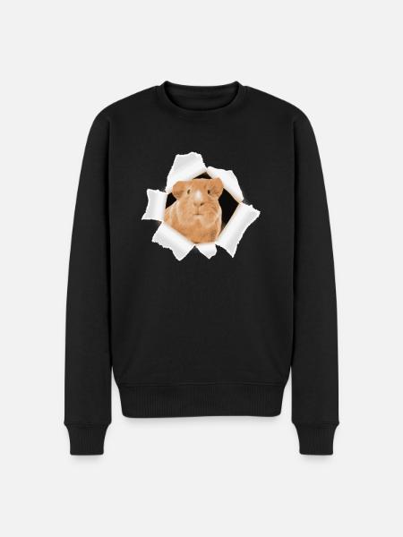 Hamster peeking through a hole - Men's Premium Organic Jumper - black