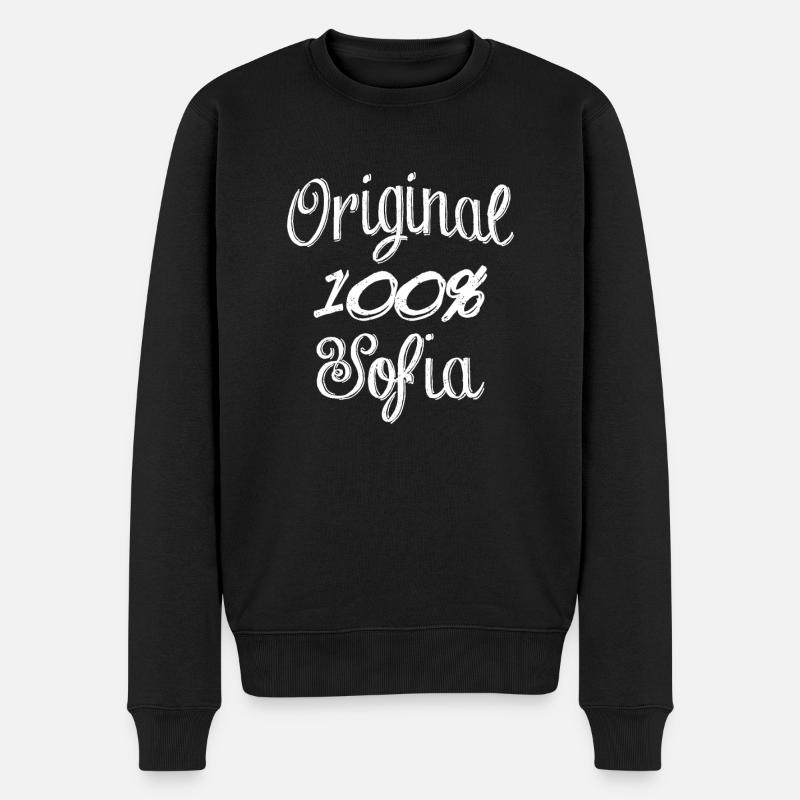 Original 100% Sofia - Männer Premium Bio Pullover - Schwarz