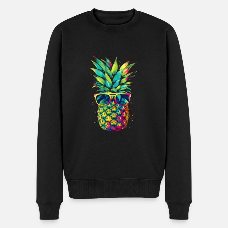 Ananas-Sonnenbrille Strand Hawaiianischer Urlaub - Männer Premium Bio Pullover - Schwarz