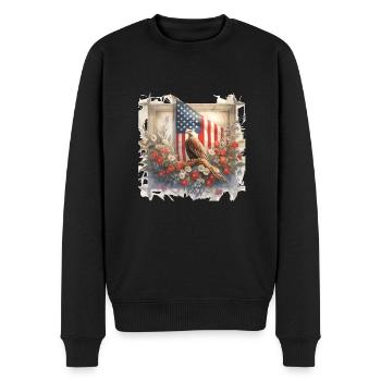 Vintage Amerika Flagge Weißkopfadler Usa - Männer Premium Bio Pullover - Schwarz - Vorne - Nico (187cm)