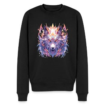 Wolf Wölfe Tier Wildtiere Wolfkopf - Männer Premium Bio Pullover - Schwarz - Vorne - Nico (187cm)
