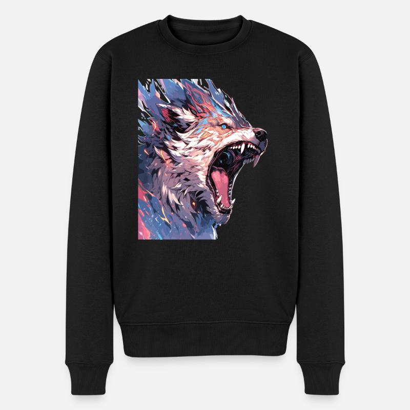 Wolf Wolfskopf Wölfe Waldbewohner Tiere - Männer Premium Bio Pullover - Schwarz
