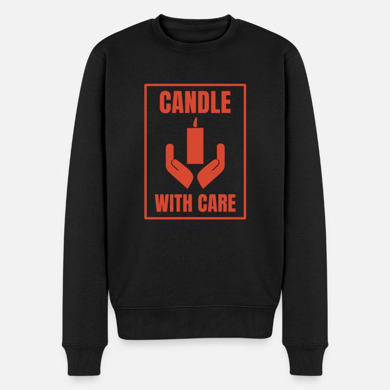 Bougie amusante avec message d'attention - Pull Premium bio Homme - noir