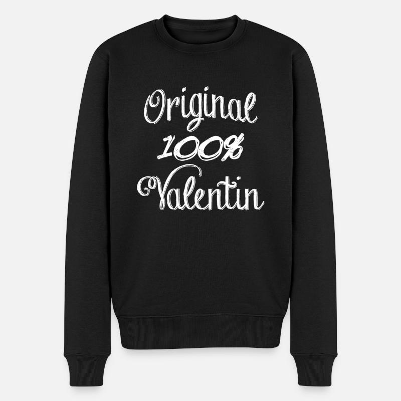 Original 100% Valentin - Männer Premium Bio Pullover - Schwarz