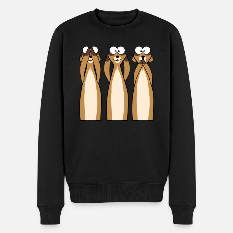 Erdmännchen statt 3 Affen - Männer Premium Bio Pullover - Schwarz