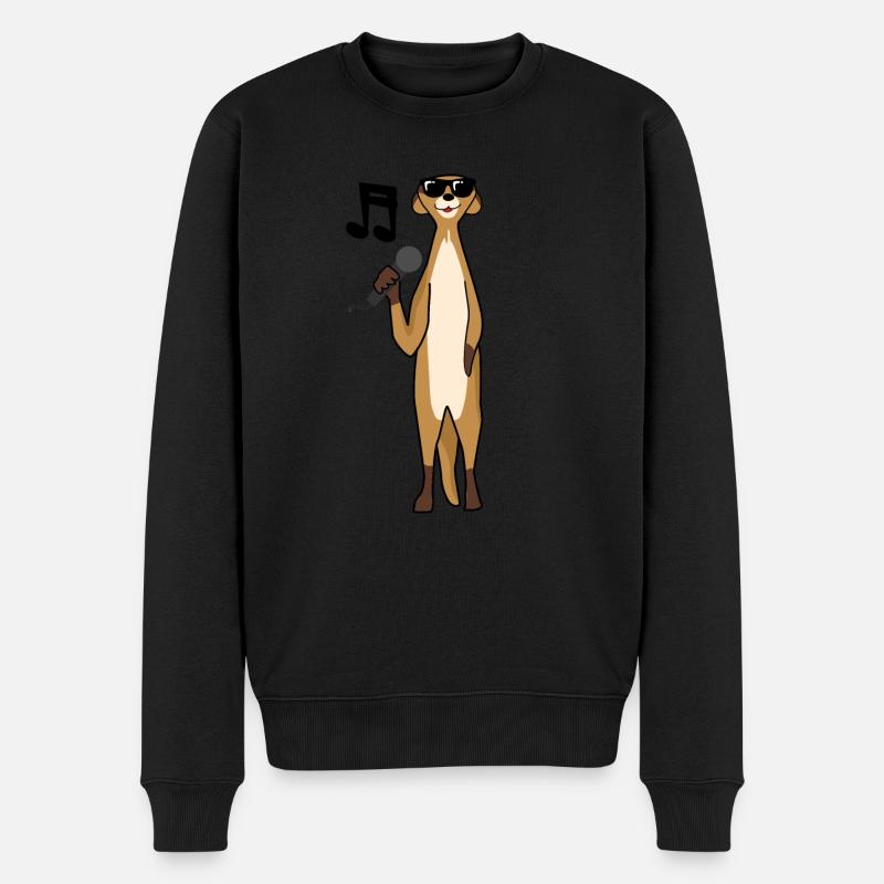 Suricate chante de la musique - Pull Premium bio Homme - noir