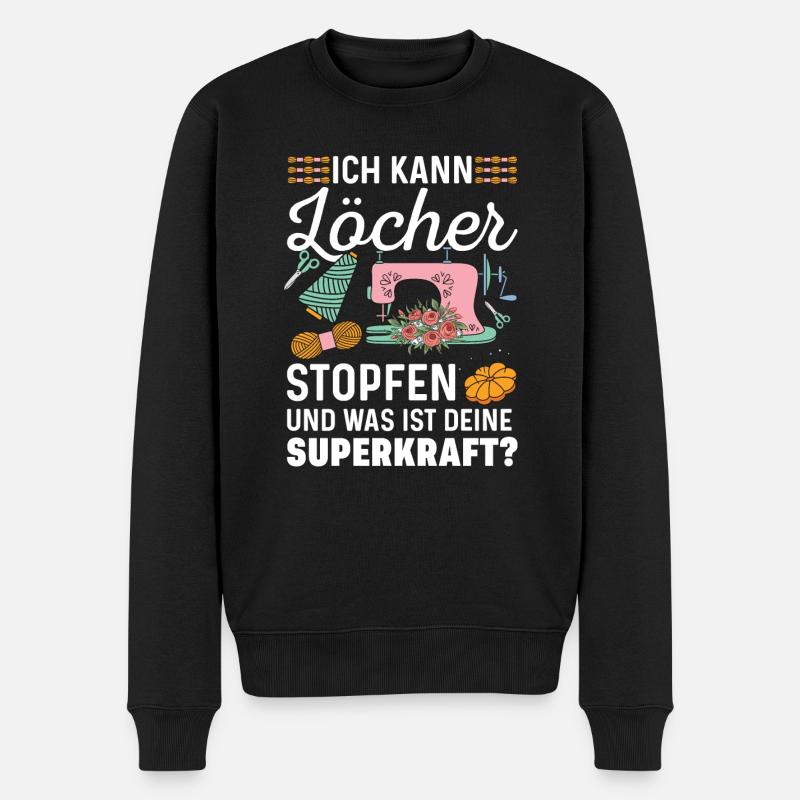 Löcher Nähen Geschenkidee Superkraft - Männer Premium Bio Pullover - Schwarz