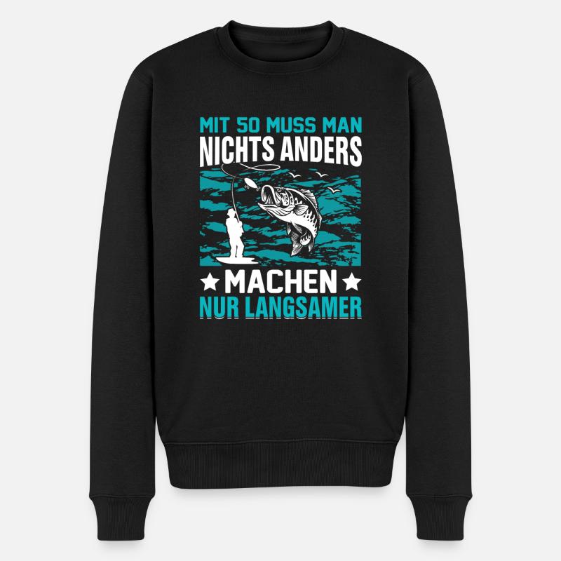 50 Jahre 50. Geburtstag Angeln - Männer Premium Bio Pullover - Schwarz