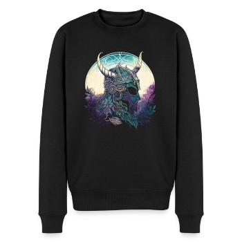 Wikingerhelm Runen Wikingerkrieger Nordische - Männer Premium Bio Pullover - Schwarz - Vorne - Nico (187cm)