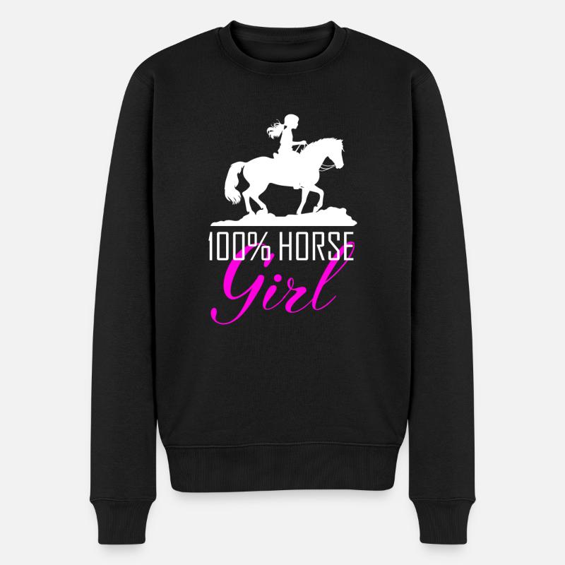 Fille cavalière disant - Pull Premium bio Homme - noir