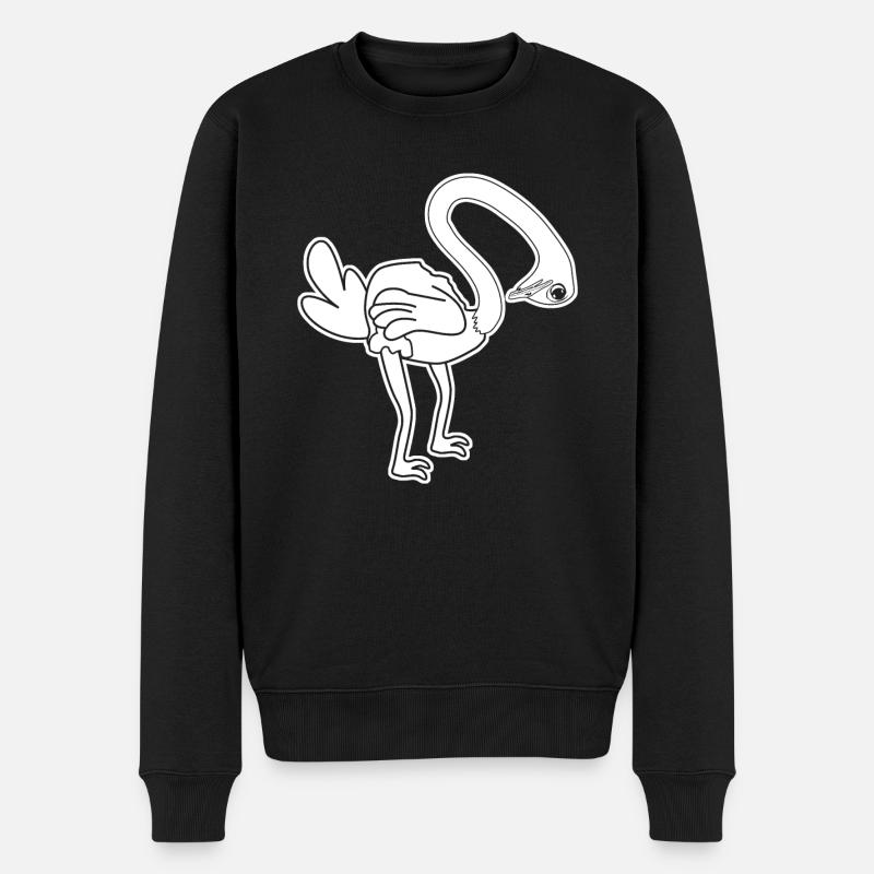 Funny Ostrich - Männer Premium Bio Pullover - Schwarz