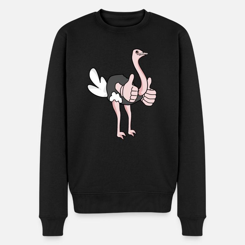 Vogelstrauß gibt Daumen hoch - Männer Premium Bio Pullover - Schwarz