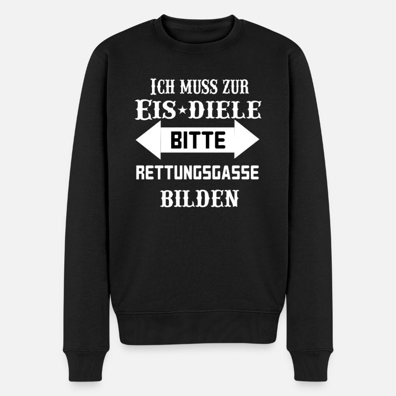 ich muss zur eisdiele - Männer Premium Bio Pullover - Schwarz