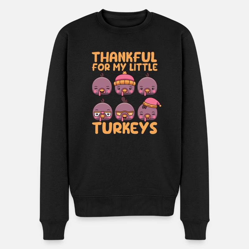 Dankbar für meine kleinen Truthähne Lehrer - Männer Premium Bio Pullover - Schwarz