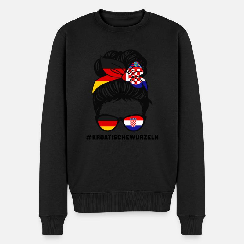 Deutsche Kroatin Kroatisch Geschenk - Männer Premium Bio Pullover - Schwarz