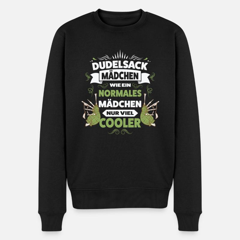 Dudelsack Mädchen Dudelsack Mädchen Geschenk - Männer Premium Bio Pullover - Schwarz
