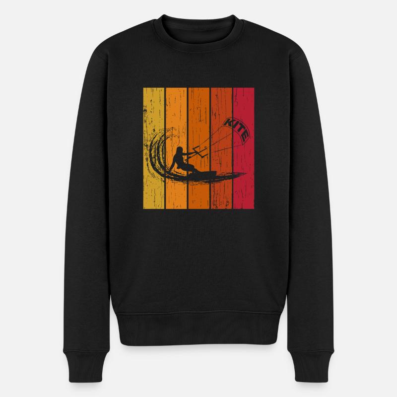 Retro Kite Kitesurfer - Männer Premium Bio Pullover - Schwarz