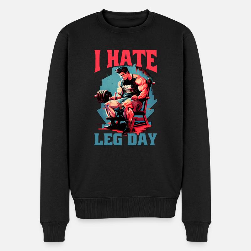 I Hate Leg Day 18 - Männer Premium Bio Pullover - Schwarz