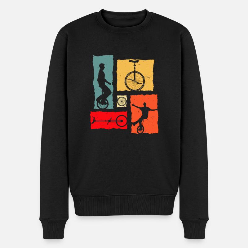 Unicycle Retro - Männer Premium Bio Pullover - Schwarz