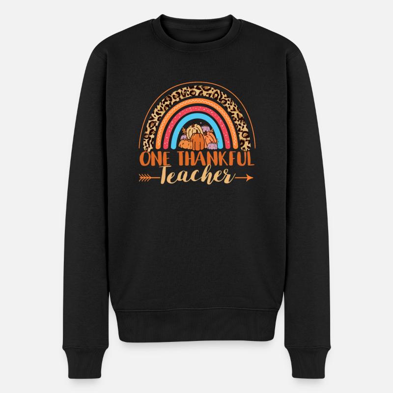 Ein dankbarer Lehrer Regenbogen-Leopard-Lehrer - Männer Premium Bio Pullover - Schwarz