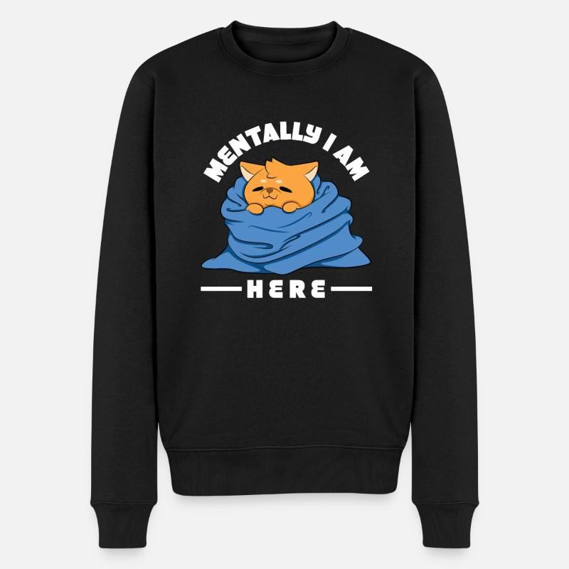 Geistig bin ich hier - Männer Premium Bio Pullover - Schwarz