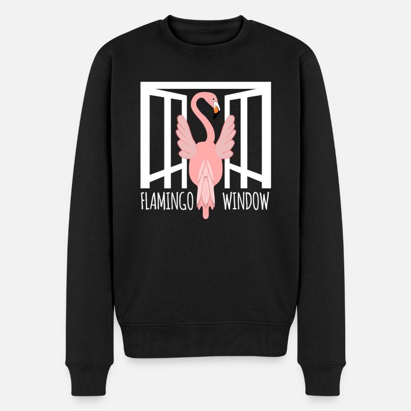 lustiger Flamingo - Männer Premium Bio Pullover - Schwarz