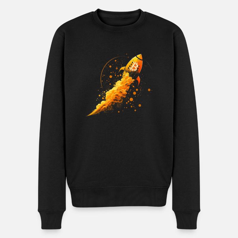 Bitcoin Rakete - Männer Premium Bio Pullover - Schwarz