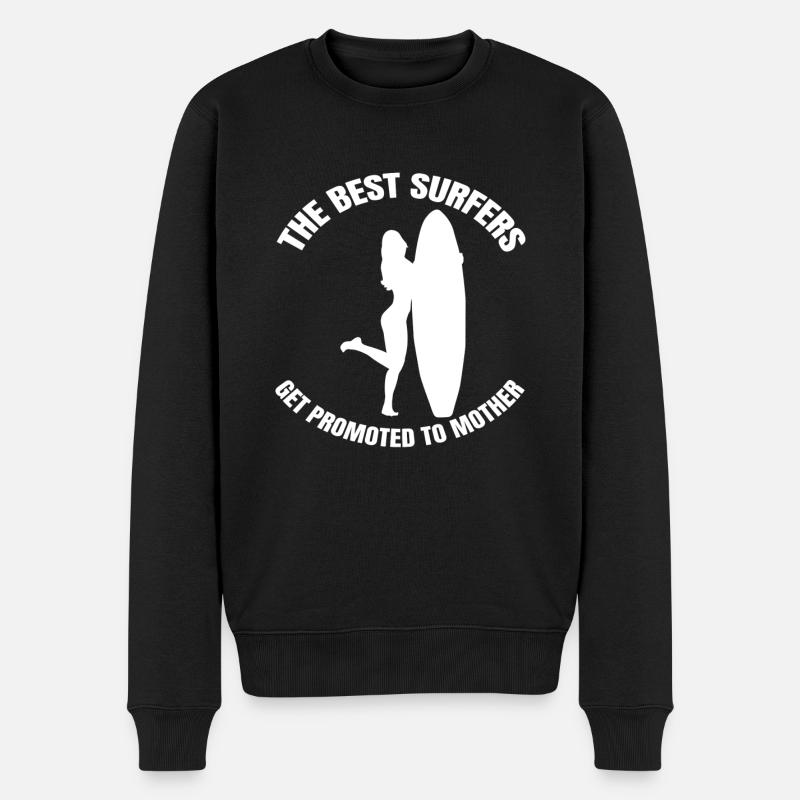 Surfer Surfbrett Wellenreiten surfen Surferin - Männer Premium Bio Pullover - Schwarz