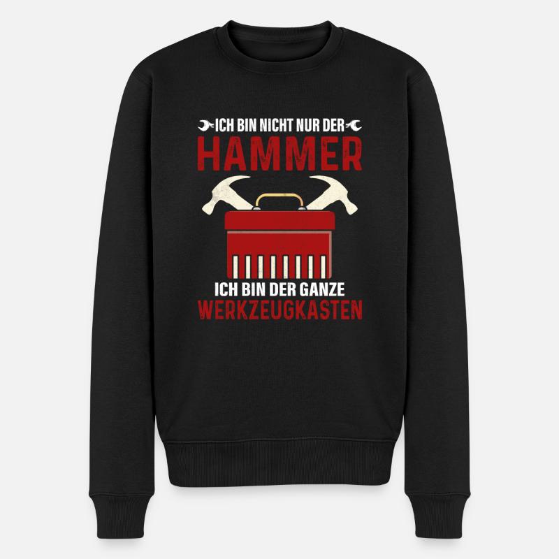Hammer Werkzeugkasten Geschenkidee Handwerker - Männer Premium Bio Pullover - Schwarz