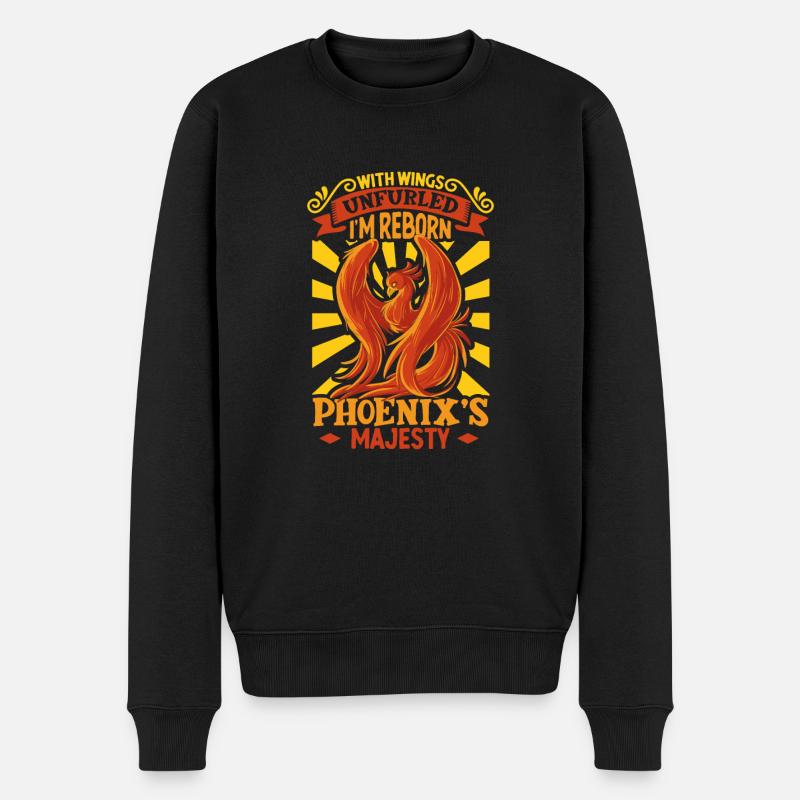Phönix Vogel Fabelwesen - Männer Premium Bio Pullover - Schwarz