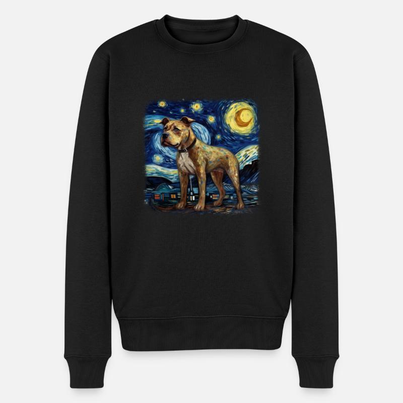 American Staffordshire Terrier Van gogh starry - Männer Premium Bio Pullover - Schwarz