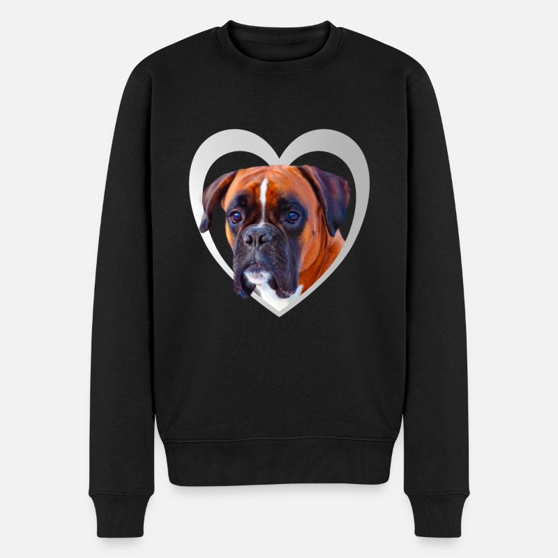 Hundeliebhaber - Hunde Herz - Deutscher Boxer - Männer Premium Bio Pullover - Schwarz