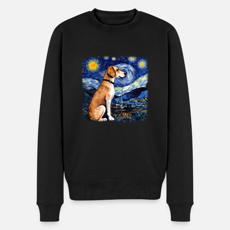 Beagle Van Gogh nuit étoilée - Pull Premium bio Homme - noir