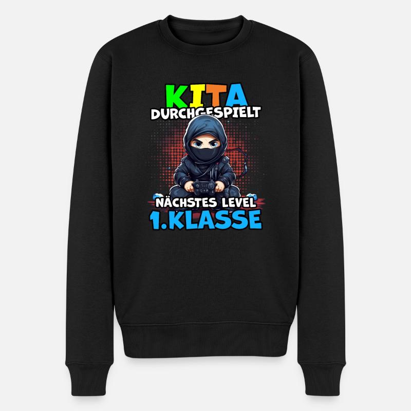 Einschulung Ninja-Krieger Videogamer Schulanfang - Männer Premium Bio Pullover - Schwarz