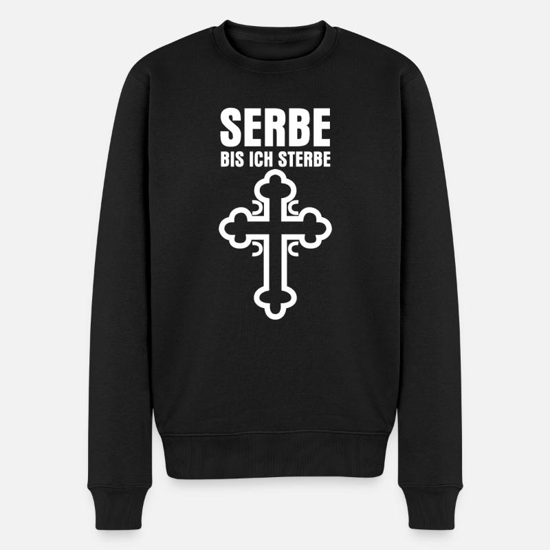 Serbien Spruch Serbe serbische Flagge - Männer Premium Bio Pullover - Schwarz