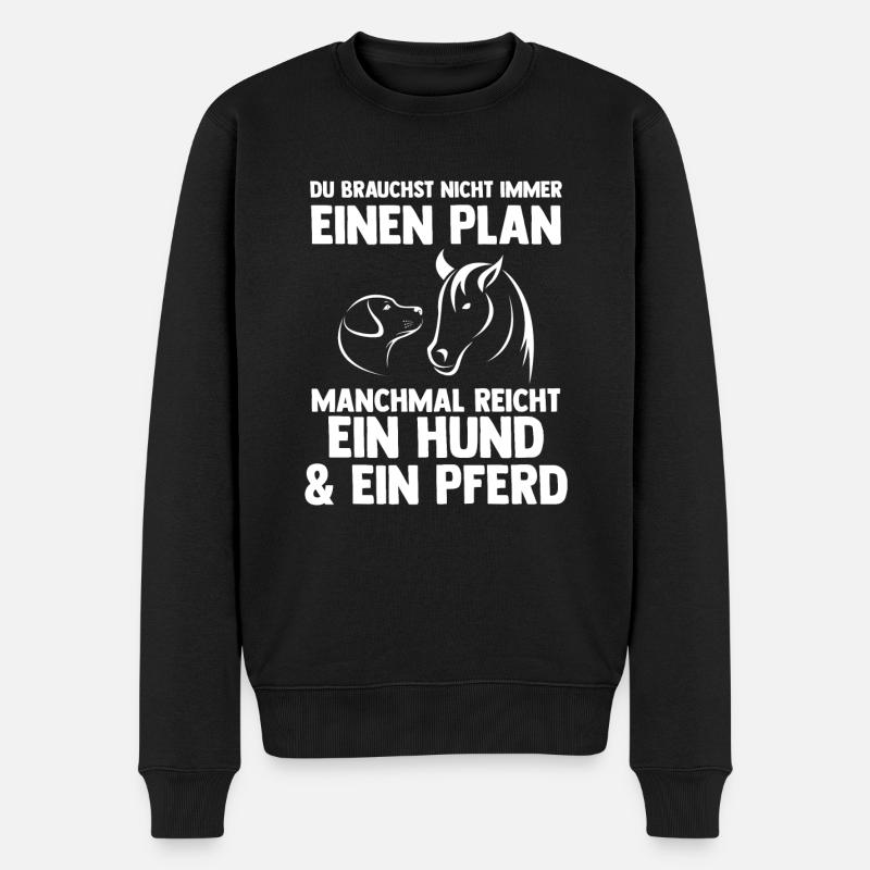 Hunde Pferdeliebhaber Hundeliebhaber Pferde - Männer Premium Bio Pullover - Schwarz