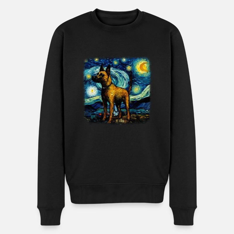 Belgian Malinois Van gogh starry night - Männer Premium Bio Pullover - Schwarz