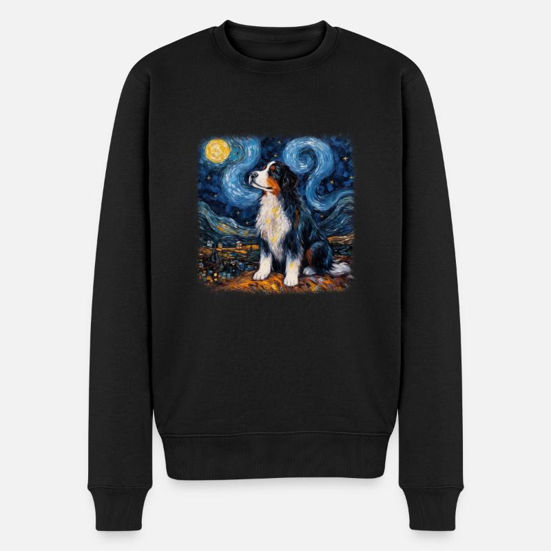Bouvier Bernois Van Gogh nuit étoilée - Pull Premium bio Homme - noir