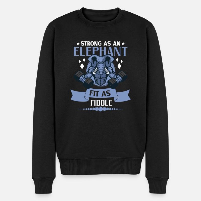 Elephant Bodybuilding Powerlifting Weightlifting - Männer Premium Bio Pullover - Schwarz